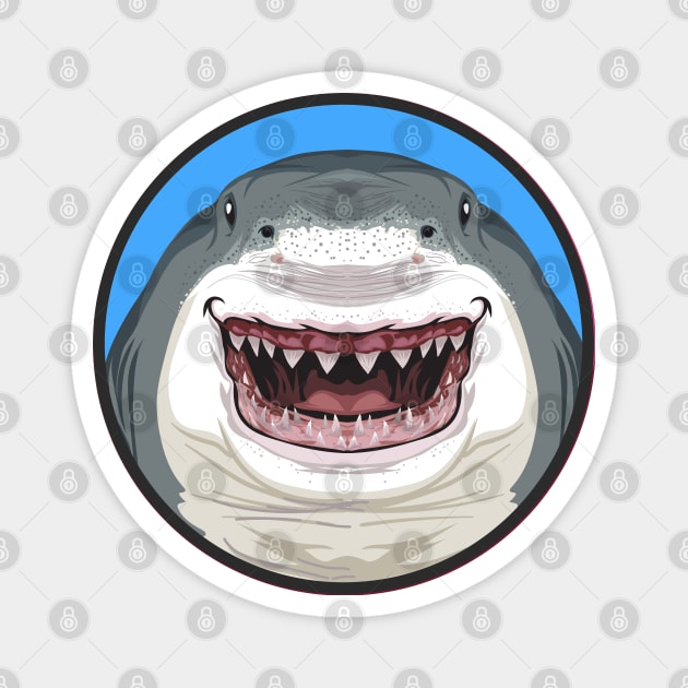 Great White Circle Magnet by Peppermint Narwhal